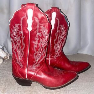 Nocona Western Red Leather Boots Size 9 B